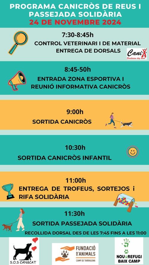 Programa Canicròs de Reus i passejada solidària 24 de novembre de 2024