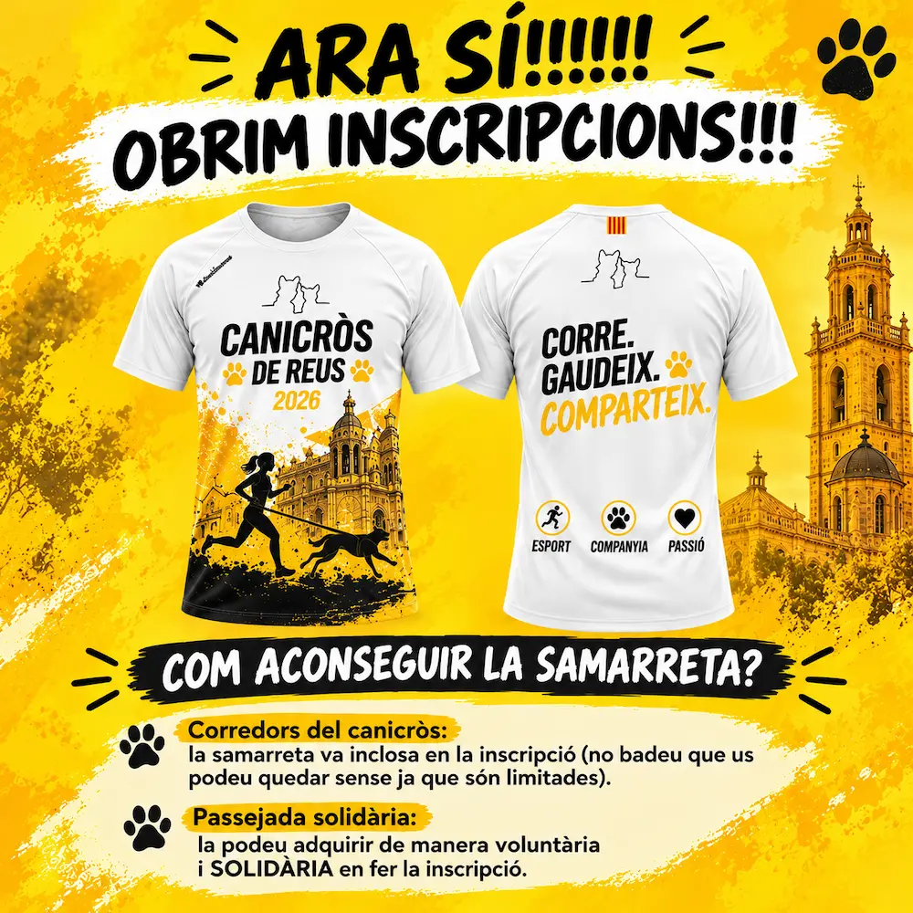 Obrim les inscripcions del VI Canicròs de Reus 2026 amb la samarreta oficial